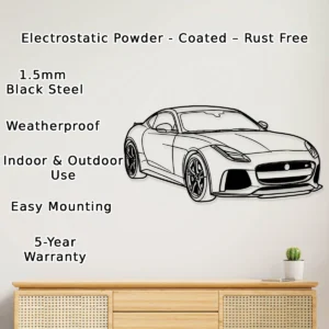 Jaguar F Type R Metal Wall Art, Dynamic Sports Car Silhouette, Garage Decor Sign, Luxury Car Gift