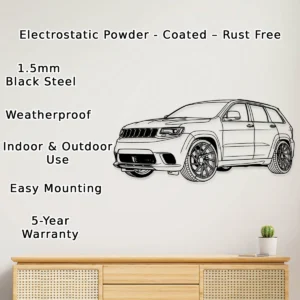 Jeep Grand Cherokee Trackhawk Metal Art, Powerful SUV Silhouette, Garage Wall Decor, Performance Car Gift