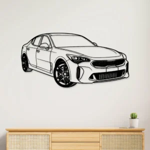Black metal Kia Stinger GT wall art with 3D shadow effect