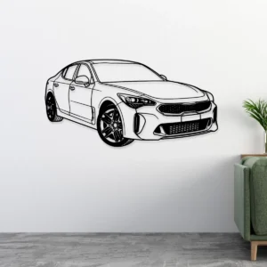 Kia Stinger GT Metal Wall Art, Dynamic Car Silhouette, Garage Man Cave Decor, Enthusiast Gift