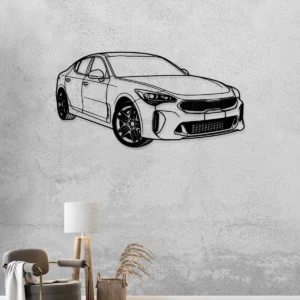 Kia Stinger GT Metal Wall Art, Dynamic Car Silhouette, Garage Man Cave Decor, Enthusiast Gift