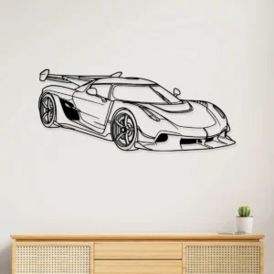 Koenigsegg Jesko Metal Wall Art Hypercar Silhouette Decor Garage Man Cave Sign Supercar Enthusiast Gift Fabia Home Koenigsegg Jesko metal wall art in black on a white wall