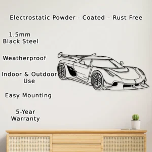 Koenigsegg Jesko Metal Wall Art, Hypercar Silhouette Decor, Garage Man Cave Sign, Supercar Enthusiast Gift