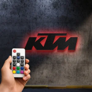 KTM Metal Logo Art, Dynamic Backlit Decor, RGB LED Garage Sign, Motorcycle Rider Gift
