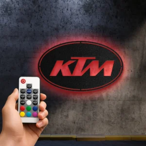 KTM Metal Logo Sign, Off-Road Motorcycle Art, RGB LED Garage Decor, Adventure Rider Gift