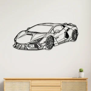 Black metal Lamborghini Revuelto wall art silhouette