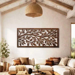 Leaf Pattern Metal Wall Art, Oversized Rustic Botanical Decor, Optional RGB LED, Nature Lover Gift