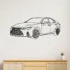 Lexus IS500 F Sport black metal wall art, front view.