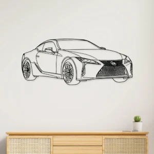 Lexus LC500 Metal Wall Art Elegant Sports Car Decor Modern Garage Sign Luxury Car Lover Gift Fabia Home Lexus LC500 black metal wall art silhouette on white wall