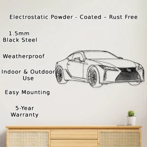 Lexus LC500 Metal Wall Art, Elegant Sports Car Decor, Modern Garage Sign, Luxury Car Lover Gift