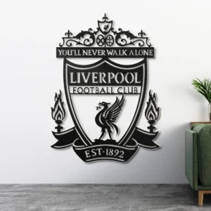 Liverpool FC Metal Logo Art, 'You'll Never Walk Alone' Decor, Optional LED Wall Sign, Premier League Fan Gift