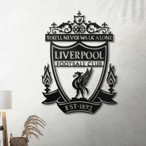 Liverpool FC Metal Logo Art, 'You'll Never Walk Alone' Decor, Optional LED Wall Sign, Premier League Fan Gift