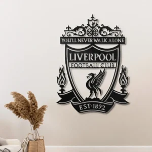 Liverpool FC Metal Logo Art, 'You'll Never Walk Alone' Decor, Optional LED Wall Sign, Premier League Fan Gift