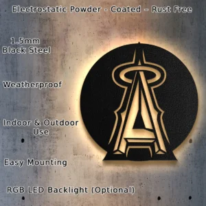 Los Angeles Angels Metal Logo Art, Iconic MLB Team Decor, LED Game Room Sign, Baseball Fan Gift