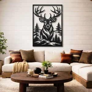 Majestic Deer Metal Wall Art, Oversized Forest Decor, Rustic Wildlife Sign, Optional RGB LED Backlight, Wildlife Lover Gift