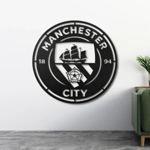 Manchester City Metal Logo Art, Premier League Fan Decor, Optional LED Wall Sign, Soccer Lover Gift