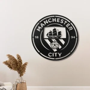 Manchester City Metal Logo Art, Premier League Fan Decor, Optional LED Wall Sign, Soccer Lover Gift