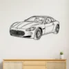 Black metal Maserati GranTurismo wall art for garage decor