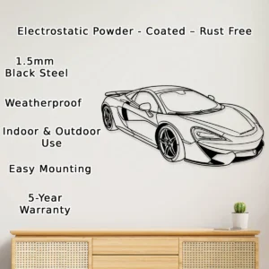 McLaren 570S Spider Metal Art, Modern Supercar Silhouette, Premium Garage Decor, Car Lover Gift