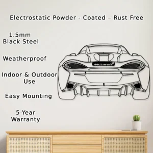 McLaren 570S Spider Metal Art, Sleek Supercar Silhouette, Automotive Garage Decor, Enthusiast Gift