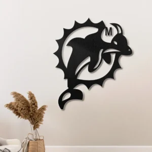 Miami Dolphins Metal Logo Art, Iconic NFL Team Decor, LED Game Room Sign, Die-Hard Fan Gift