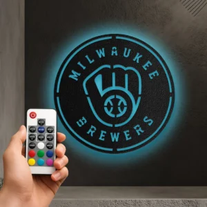 Milwaukee Brewers Metal Logo, Dynamic MLB Wall Art, Optional LED Backlight, Ultimate Baseball Fan Gift