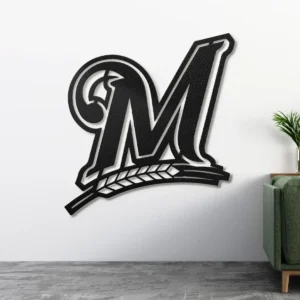 Milwaukee Brewers Metal Logo, Iconic MLB Wall Art, Optional LED Game Room Sign, Baseball Fan Gift