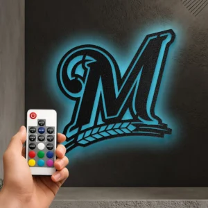 Milwaukee Brewers Metal Logo, Iconic MLB Wall Art, Optional LED Game Room Sign, Baseball Fan Gift