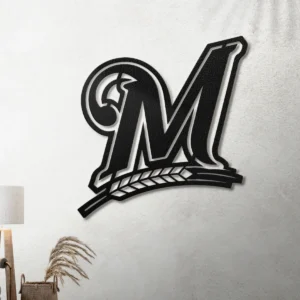 Milwaukee Brewers Metal Logo, Iconic MLB Wall Art, Optional LED Game Room Sign, Baseball Fan Gift