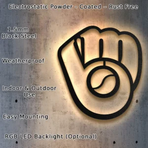 Milwaukee Brewers Metal Logo Sign, Official MLB Wall Art, Optional LED Backlight, Ultimate Baseball Fan Gift