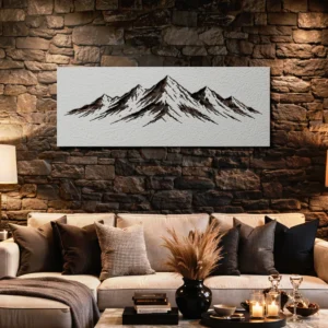 Mountain Peaks Metal Wall Art, Oversized Rustic Alpine Decor, Optional RGB LED, Adventure Lover Gift