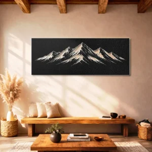 Mountain Peaks Metal Wall Art, Oversized Rustic Alpine Decor, Optional RGB LED, Adventure Lover Gift