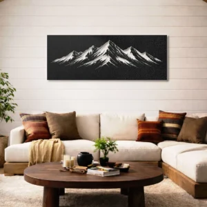 Mountain Peaks Metal Wall Art, Oversized Rustic Alpine Decor, Optional RGB LED, Adventure Lover Gift
