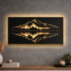 Large Mountain Reflection Lake metal wall art with warm LED backlight.