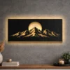 Large Mountain Sunset Peak metal wall art with LED backlighting.
