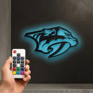 Nashville Predators Metal Wall Logo, Official NHL Team Art, LED Game Room Decor, True Hockey Fan Gift