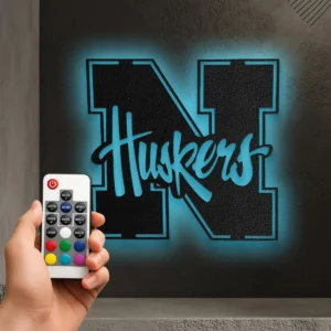 Nebraska Huskers Metal Logo Art, Iconic College Football Decor, LED Game Room Sign, Ultimate Fan Gift