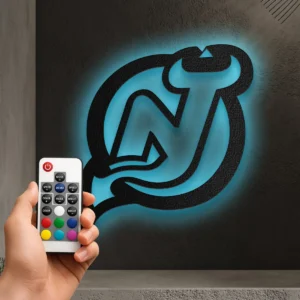New Jersey Devils Metal Logo Art, Iconic NHL Team Decor, Optional LED Game Room Sign, Hockey Fan Gift