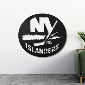 New York Islanders Metal Logo Sign, Dynamic NHL Wall Art, Optional LED Game Room Decor, Ultimate Hockey Fan Gift