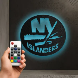 New York Islanders Metal Logo Sign, Dynamic NHL Wall Art, Optional LED Game Room Decor, Ultimate Hockey Fan Gift