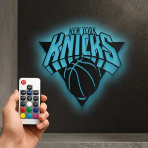 New York Knicks Metal Logo Art, Iconic NBA Wall Decor, LED Game Room Display, Basketball Fan Gift