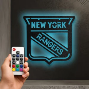 New York Rangers Metal Wall Art, Official NHL Logo Decor, Optional LED Backlit Sign, Die-Hard Fan Gift