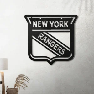 New York Rangers Metal Wall Art, Official NHL Logo Decor, Optional LED Backlit Sign, Die-Hard Fan Gift