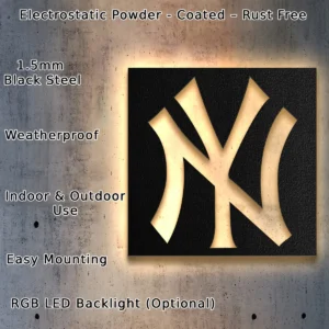 New York Yankees Metal Logo Art, Classic MLB Decor, Optional LED Backlight, Baseball Fan Gift