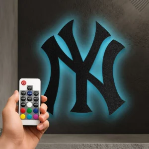 New York Yankees Metal Logo, Elegant Baseball Decor, LED Man Cave Sign, Die-Hard Fan Gift