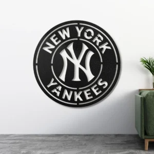 New York Yankees Metal Logo, MLB Baseball Art, Backlit Game Room Decor, Fanatic Present