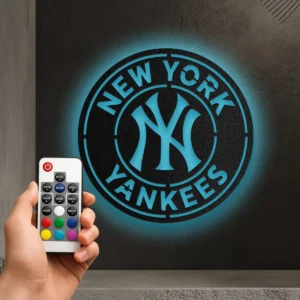 New York Yankees Metal Logo, MLB Baseball Art, Backlit Game Room Decor, Fanatic Present
