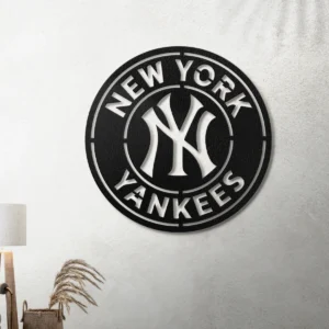 New York Yankees Metal Logo, MLB Baseball Art, Backlit Game Room Decor, Fanatic Present