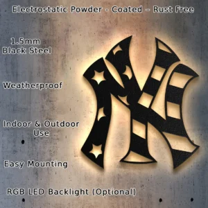 New York Yankees Metal Logo, MLB Baseball Wall Art, Optional LED Decor, Ultimate Fan Gift