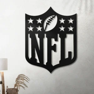 NFL Metal Logo Art, Iconic Football Shield Decor, Optional LED Game Room Sign, Ultimate Fan Gift
